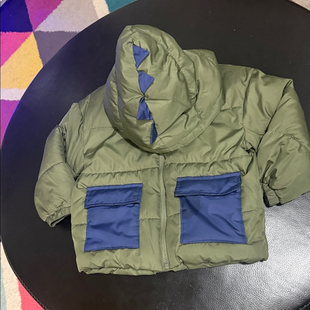 Old Navy Kids Olive and Navy Dino Puffer Jacket